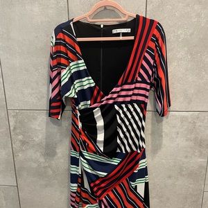 Trina Turk V neck faux wrap Jersey Dress